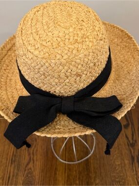 Scala Straw Sun Hat with Black Ribbon Bow